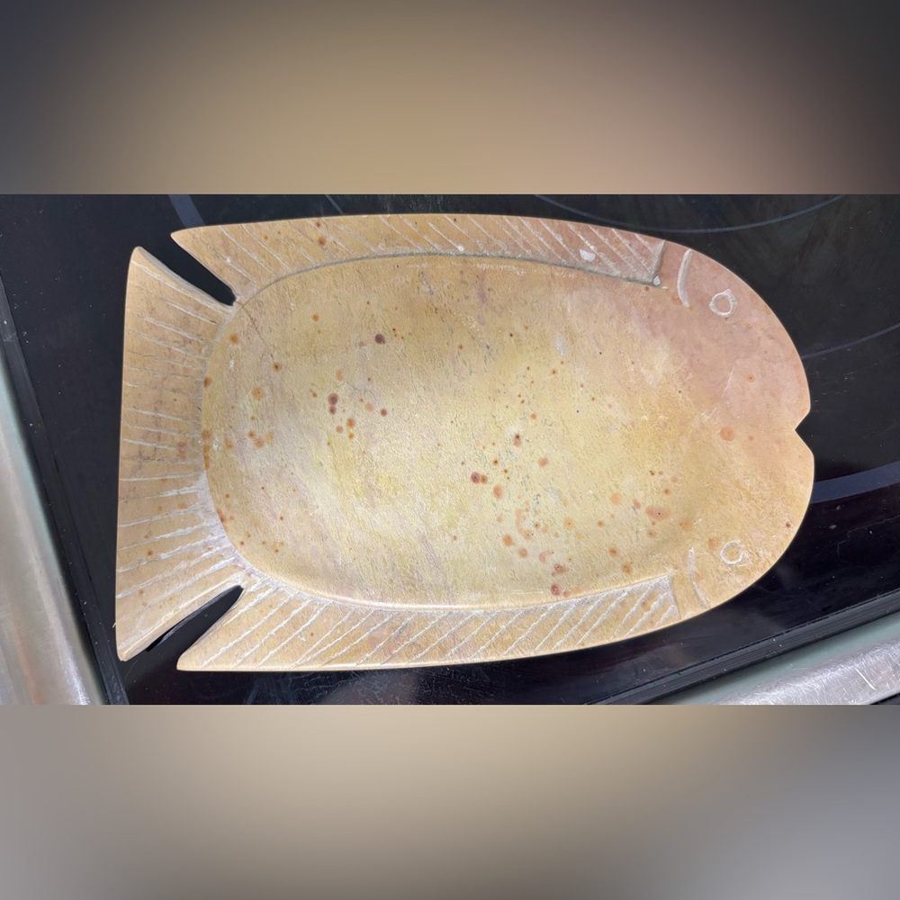 HAND CARVED STONE FISH DISH